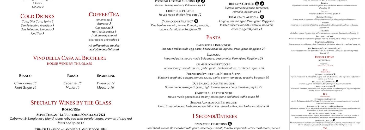 Caffé Toscano Menu
