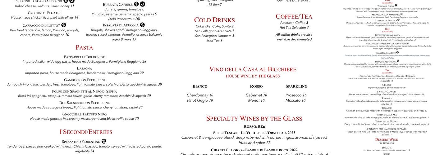 Caffé Toscano Menu
