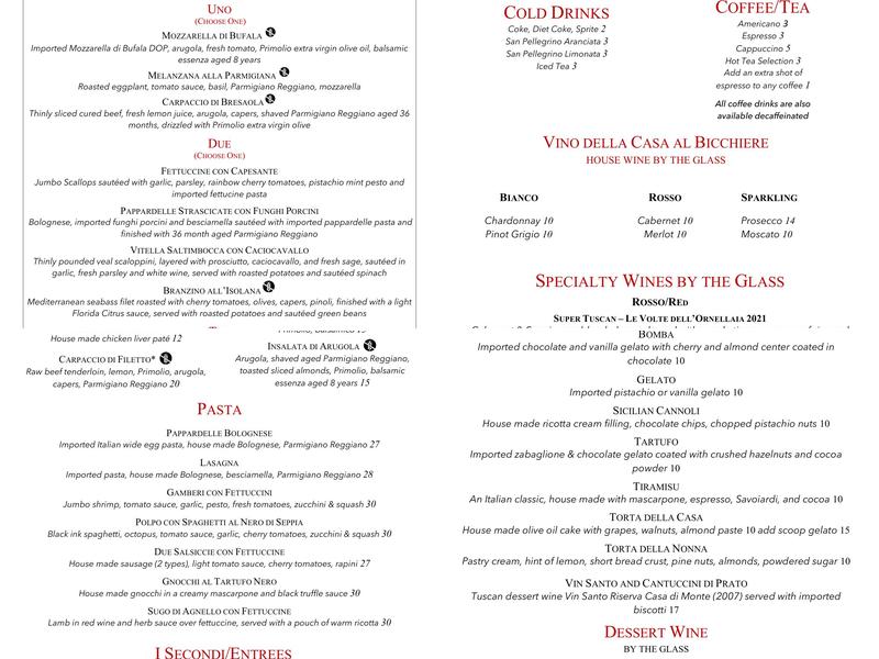 Caffé Toscano Menu
