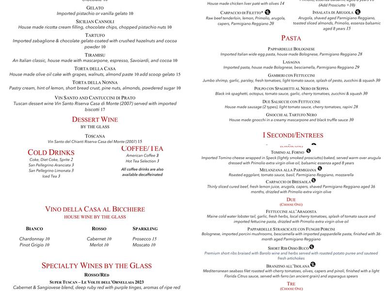 Caffé Toscano Menu