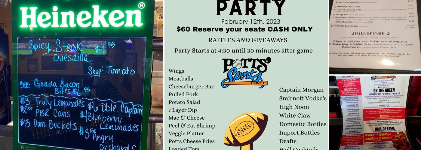 Pott's Sports Cafe Menu