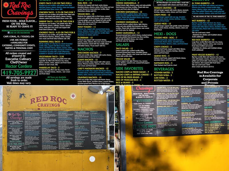 Red Roc Cravings Menu