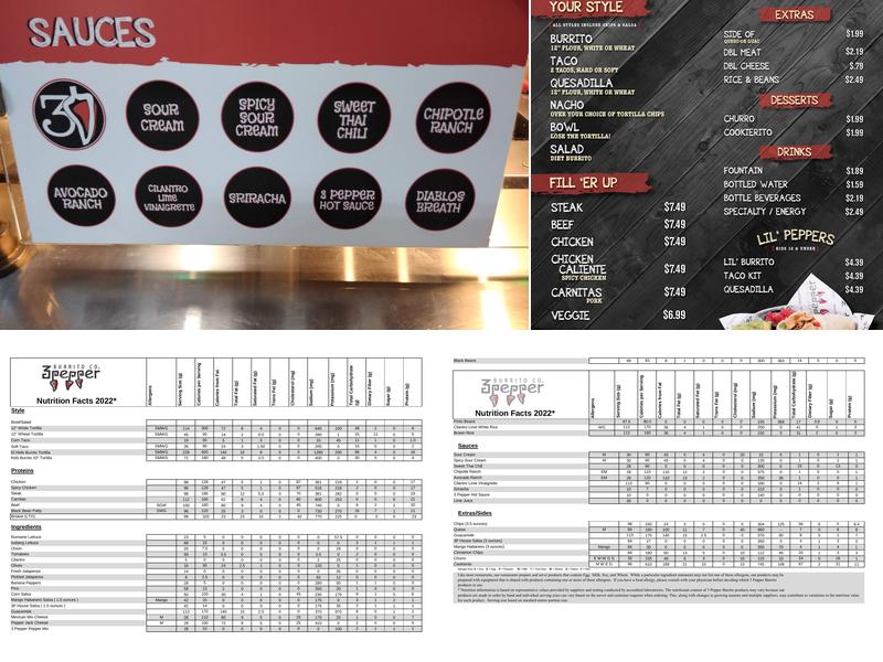 3 Pepper Burrito Co. Menu