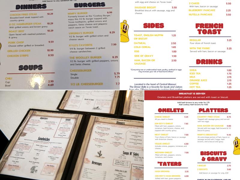 Dinner Belle Menu