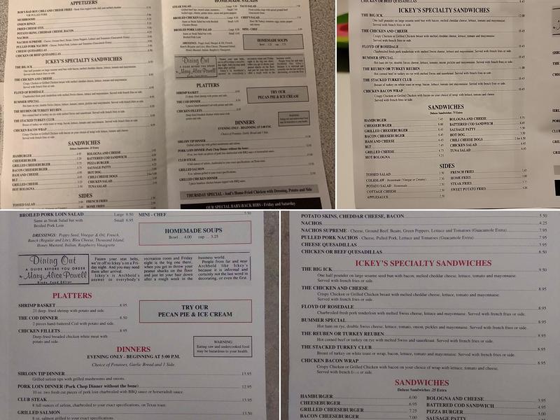 Ickey's Menu