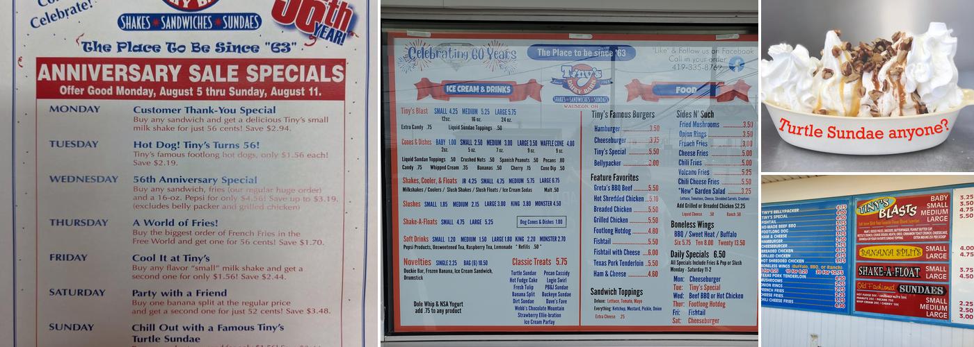 Tiny's Dairy Barn Menu