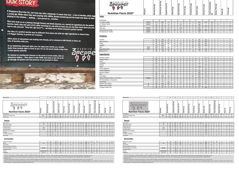 3 Pepper Burrito Company Menu