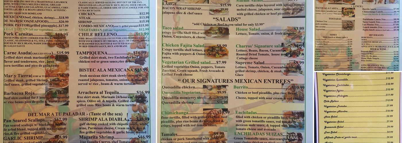 The Charros Brothers Menu