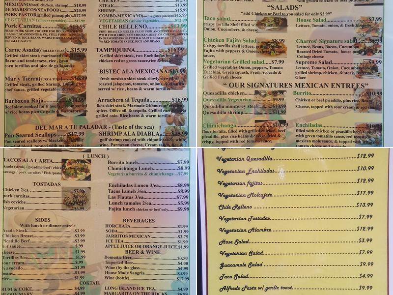The Charros Brothers Menu