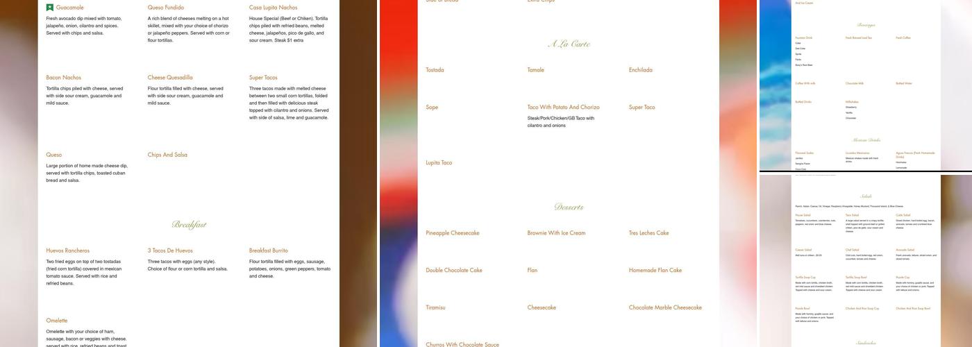 Casa Lupita Cafe Menu