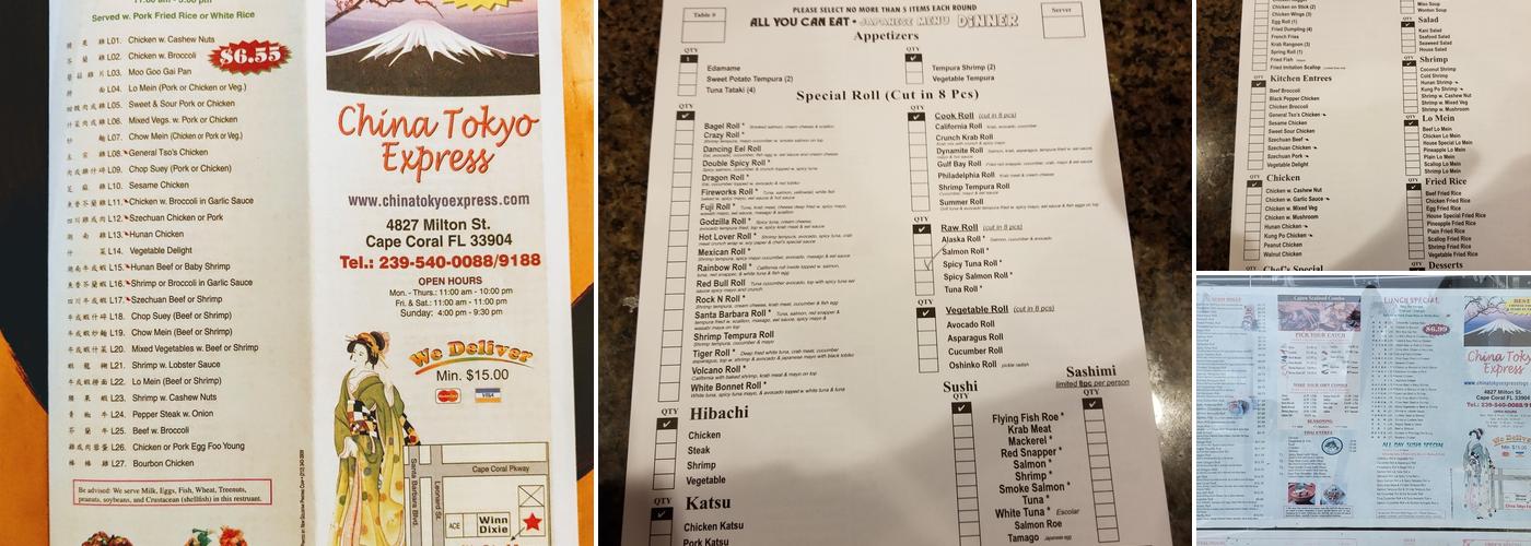 China Tokyo Express Menu