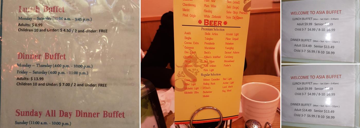 Asia Buffet Menu