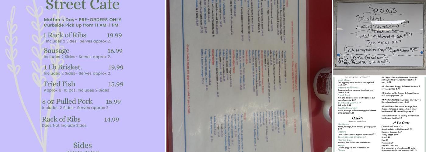 Main Streets Country Corner Cafe Menu