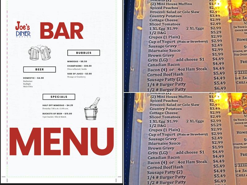Joe's Diner Menu