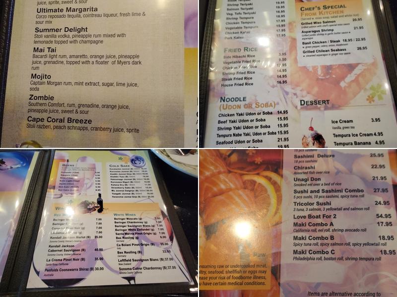 Hana Japanese Steakhouse and Sushi lounge Menu