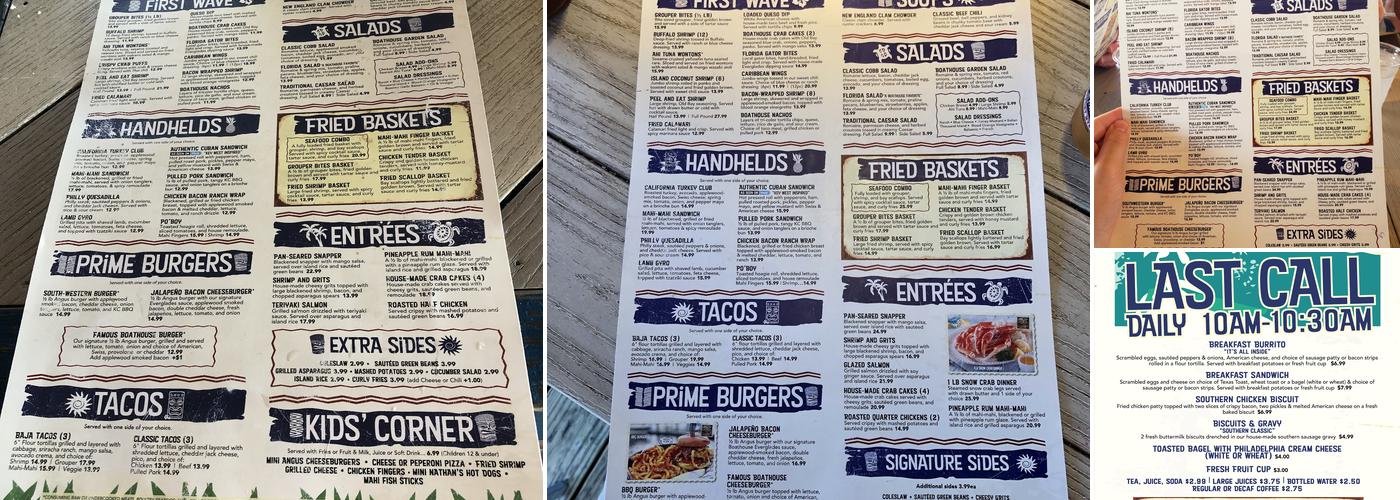 The Boathouse Tiki Bar & Grill - Cape Coral Menu