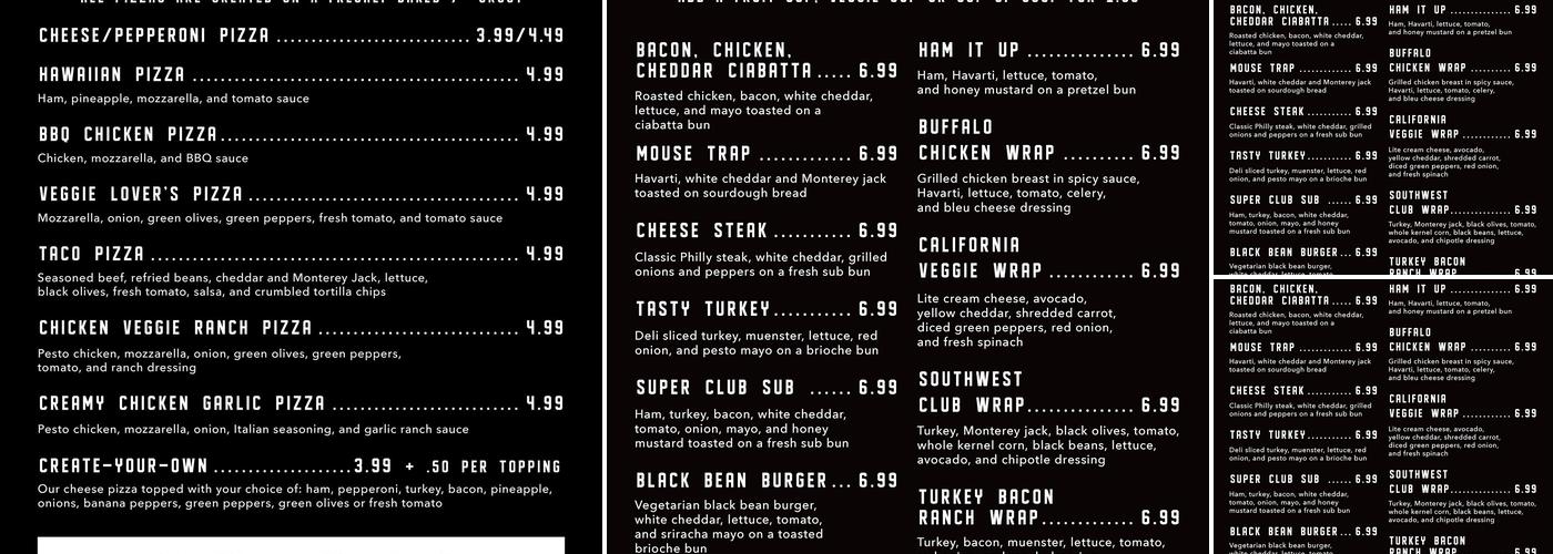 Centre Café Menu
