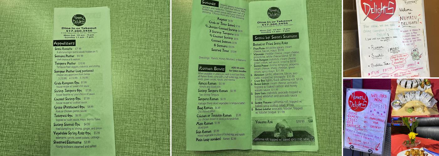 Numazu Delights Menu