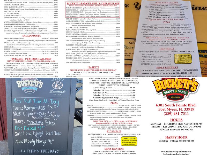Buckett's Wings & More Menu