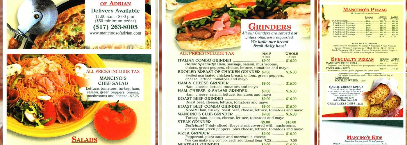 Mancinos Menu