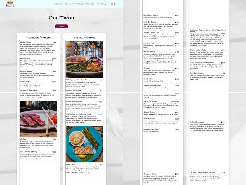 FINS Seafood & Dive Bar Menu