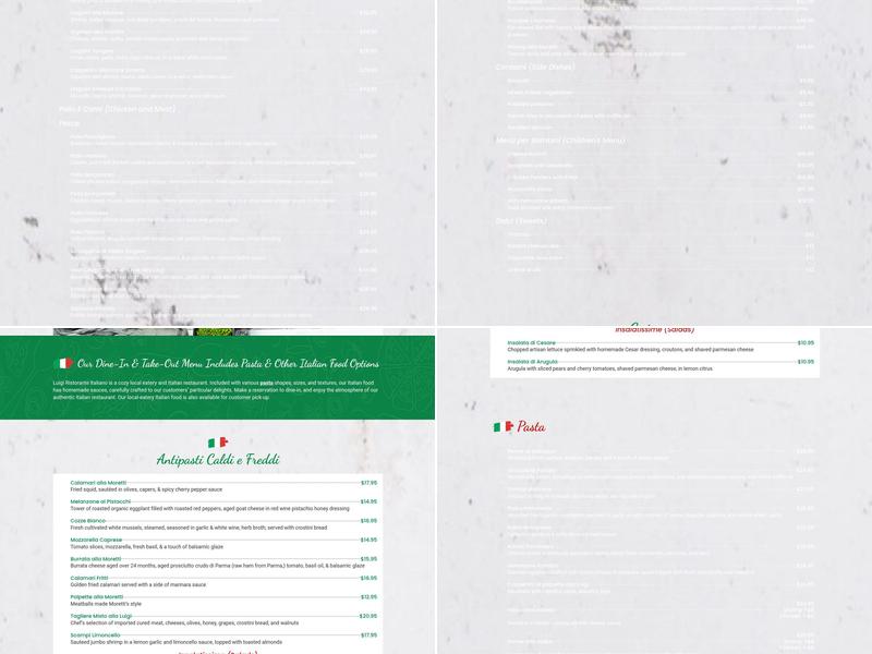 Luigi Ristorante Italiano Menu