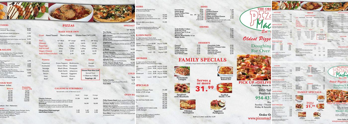 Pizza Machine Menu