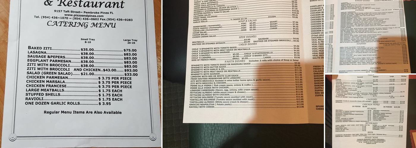 Mario's Pizza and Restaurant Menu