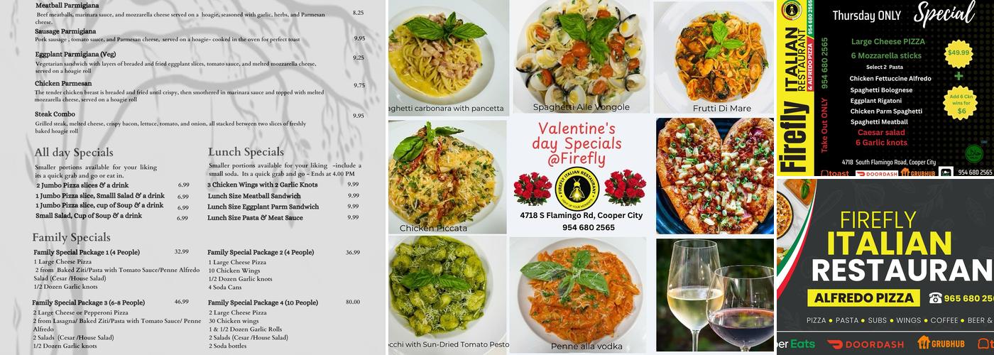 Firefly Italian Restaurant & Alfredo Pizza Menu