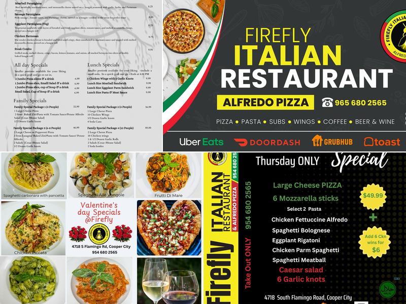 Firefly Italian Restaurant & Alfredo Pizza Menu
