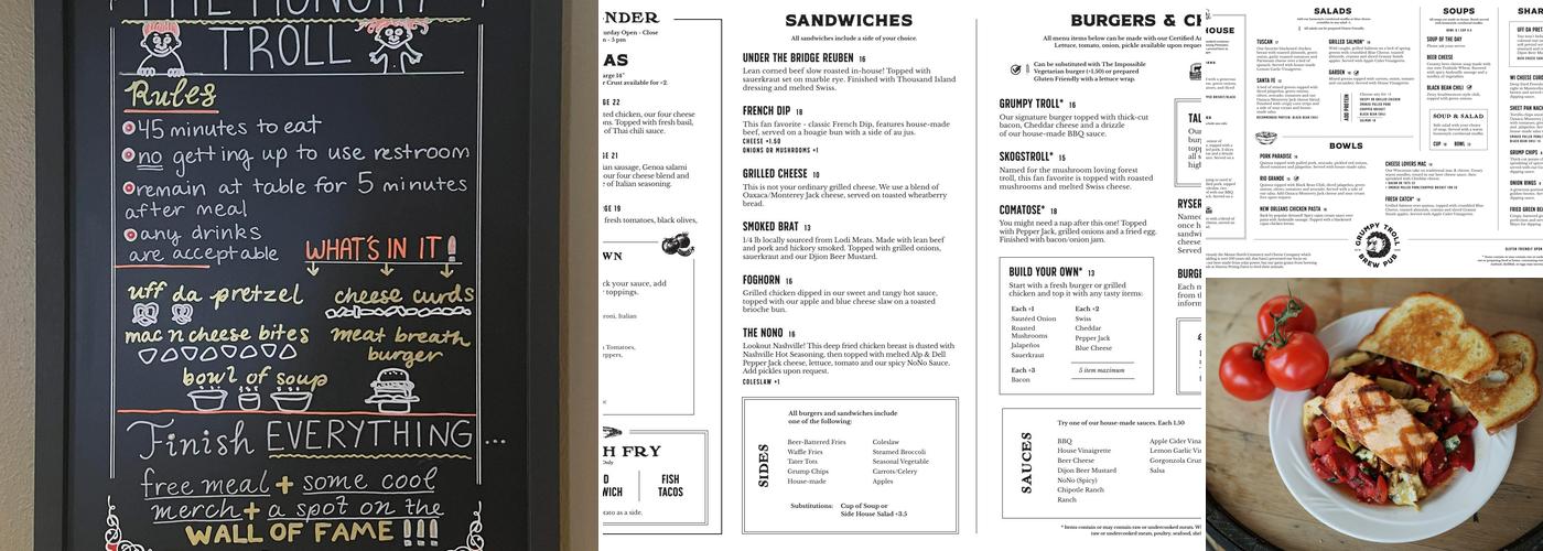 Grumpy Troll Brew Pub Menu