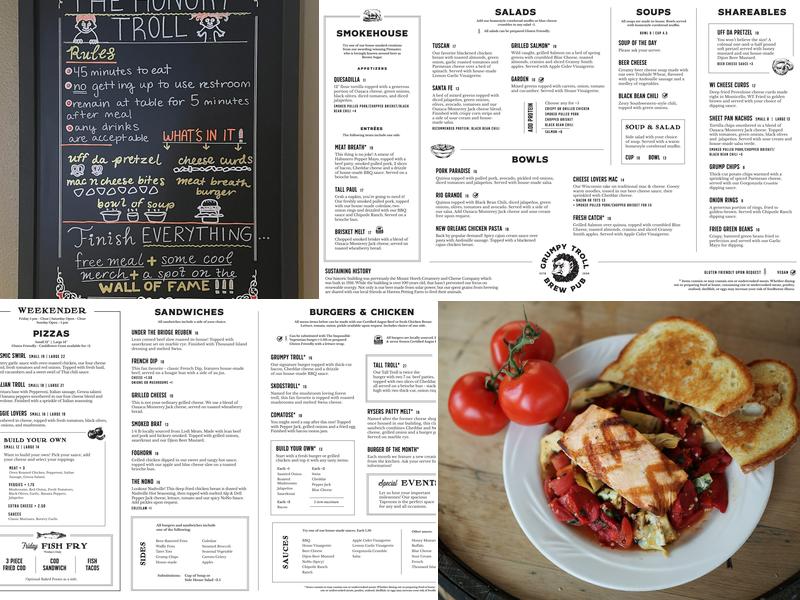 Grumpy Troll Brew Pub Menu