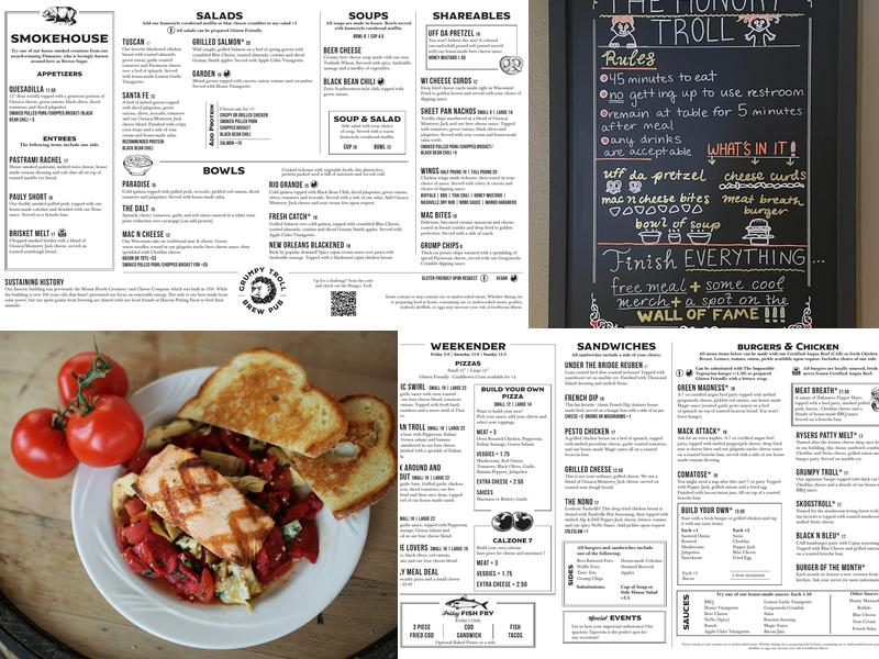 Grumpy Troll Brew Pub Menu