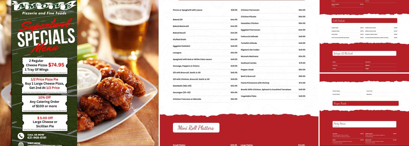 Amore Pizza Menu