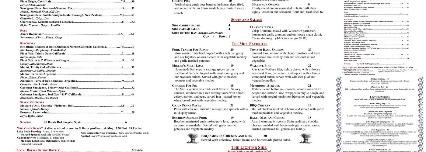 The Old Feed Mill Menu