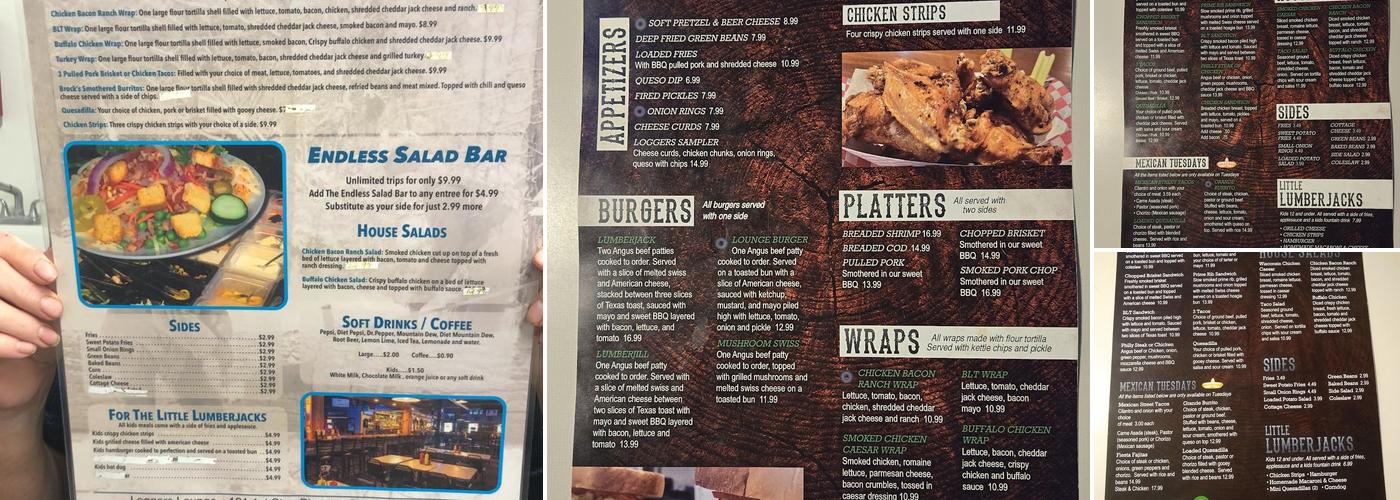 Logger's Lounge Menu