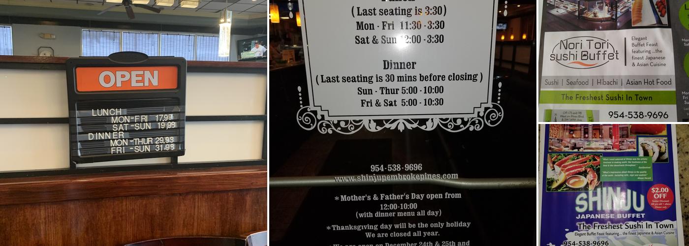 Nori Tori Japanese Buffet Menu