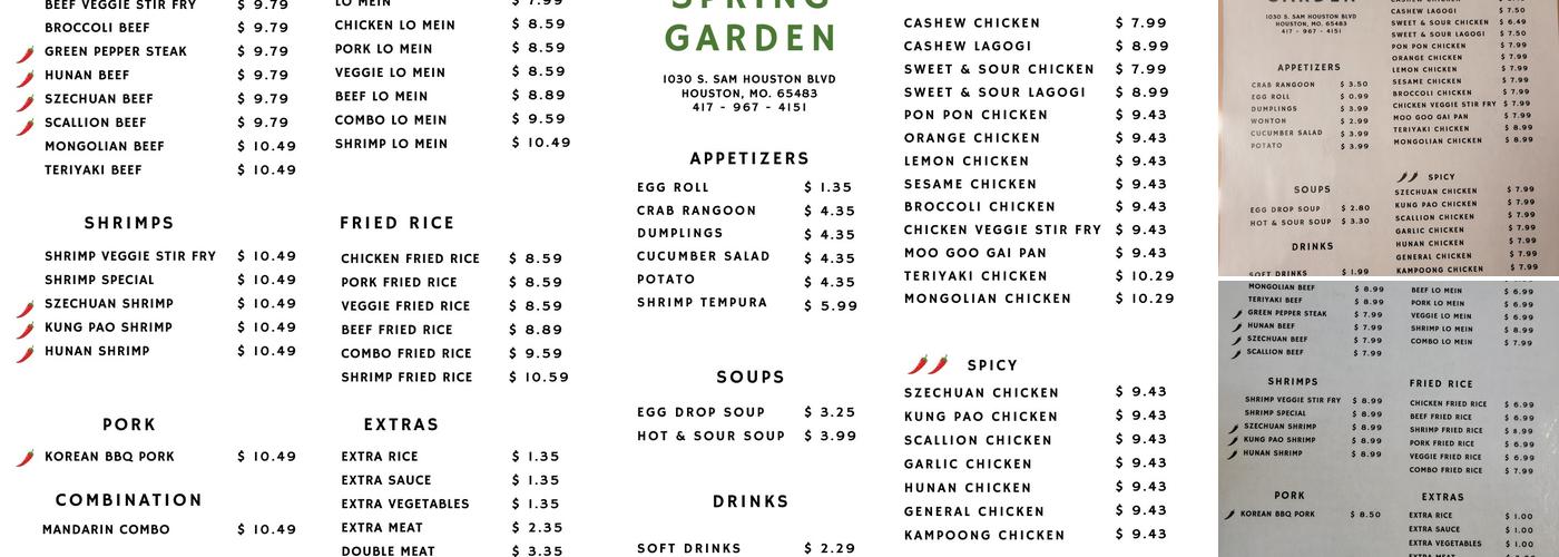 Spring Garden Menu