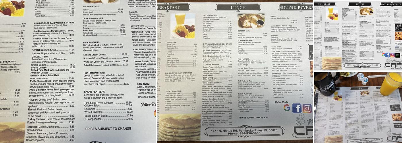 Mayor's Cafe & Bagel Emporium Menu