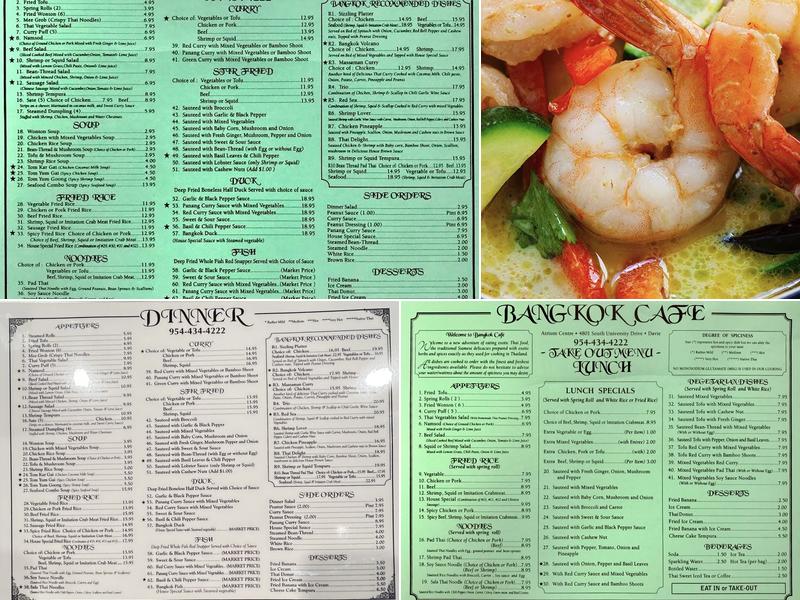 Bangkok Cafe Menu