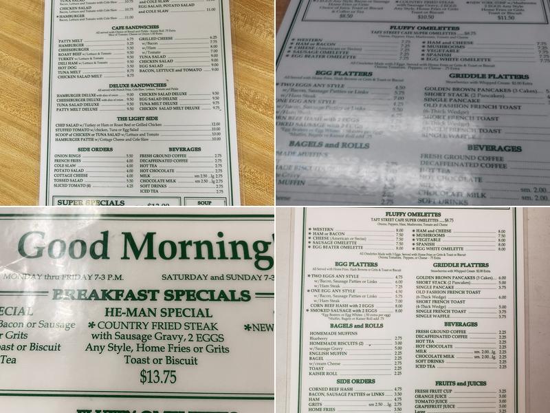 Taft Street Cafe Menu