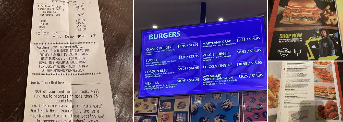 Hard Rock Cafe Menu