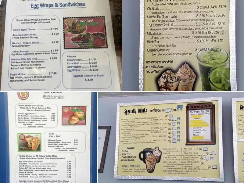 22 Bliss Cafe Menu