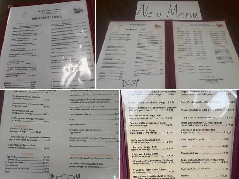 Mr B's Coffee & Snack Menu