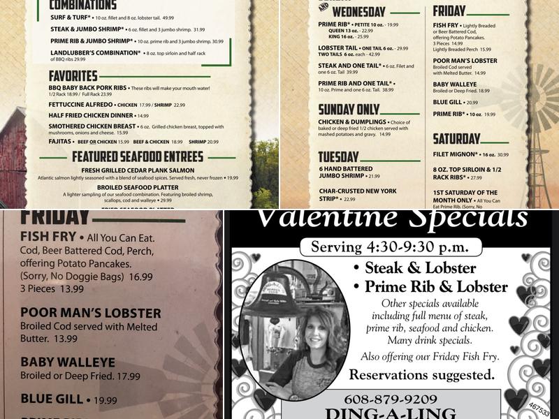 Ding-A-Ling Supper Club Menu