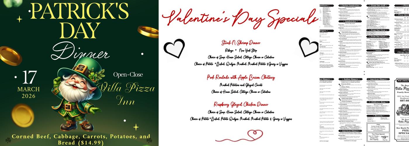 Villa Pizza Menu
