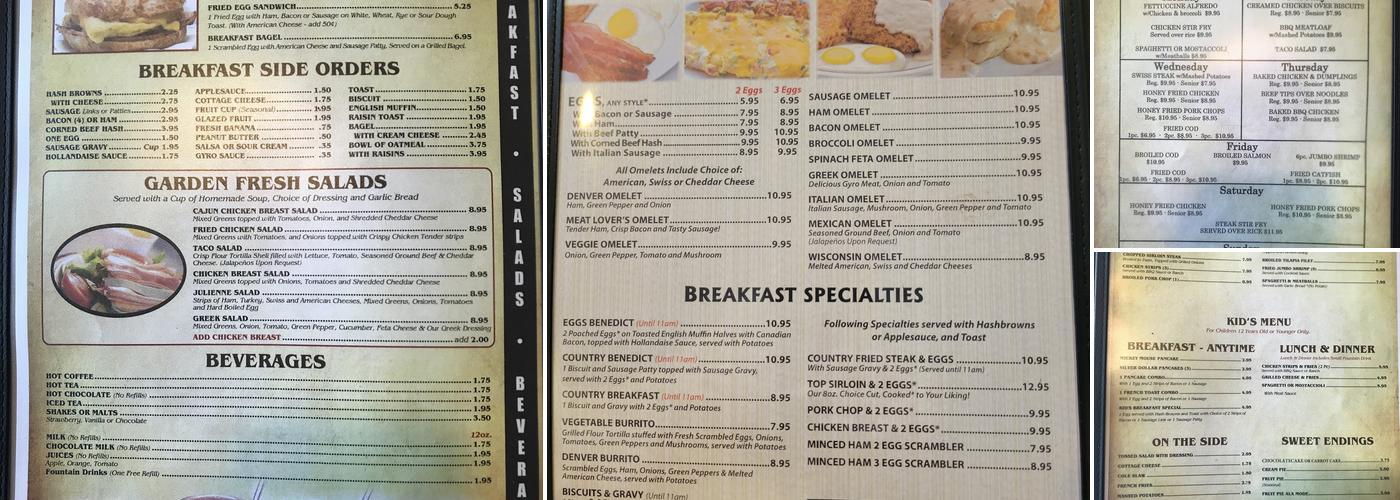 Sophia's Restaurant Menu