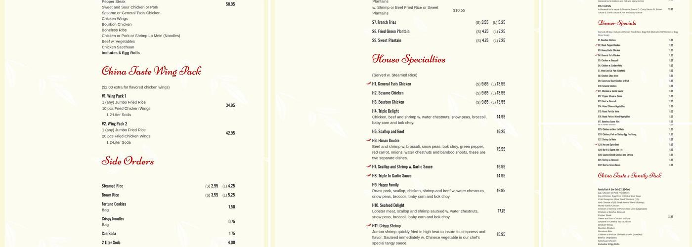 China Taste Menu