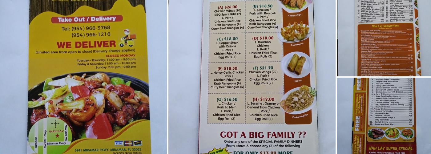 Wah Lay Chinese Take Out Restaurant Menu