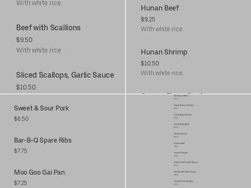 Homemade Chinese Kitchen Menu